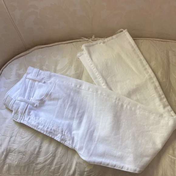 MOTHER The Hustler Ankle Fray White Jeans - Picture 8 of 11